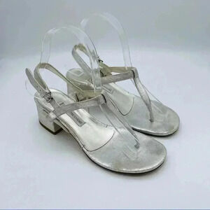 Vero Cuoio L'Autre Chose Silver Leather Thong Heeled Sandals